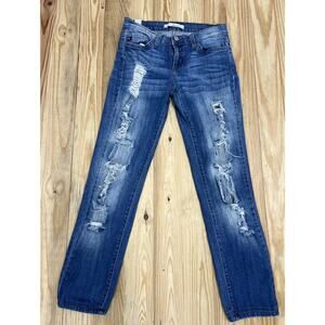 Kancan Los Angeles Women's Distressed Skinny Jeans size 25 Med wash Made In USA